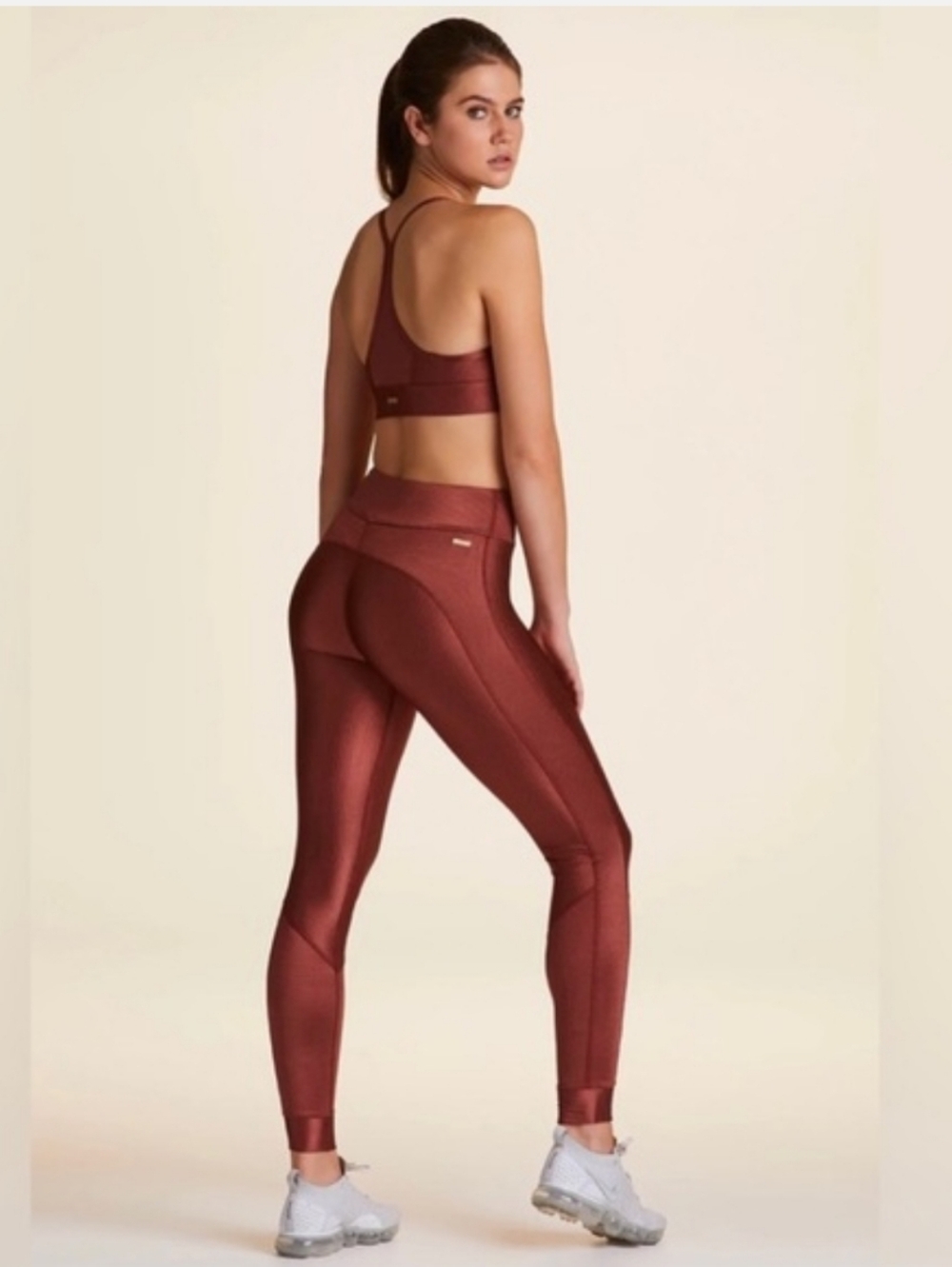 NWT- Alala Raya Rib Leggings in Metallic Desert Rose Women's Size Small